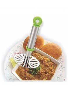 Rotek Pao Bhaji Masher & Ketsaal Stainless Steel Hand Mixi, Silver/Very Useful to Thrash Curd, Daal, Buttermilk and Many More Steel Masher  (Green)