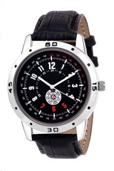 SCK Chronograph White Dial Black Leather Belt Analog Watch For Men